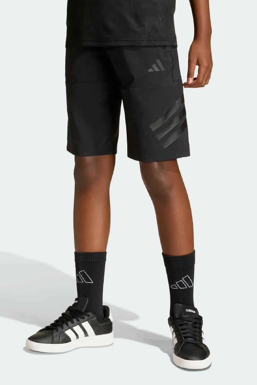 Детские черные шорты SPORT ICONS 3-STRIPES LONG 4