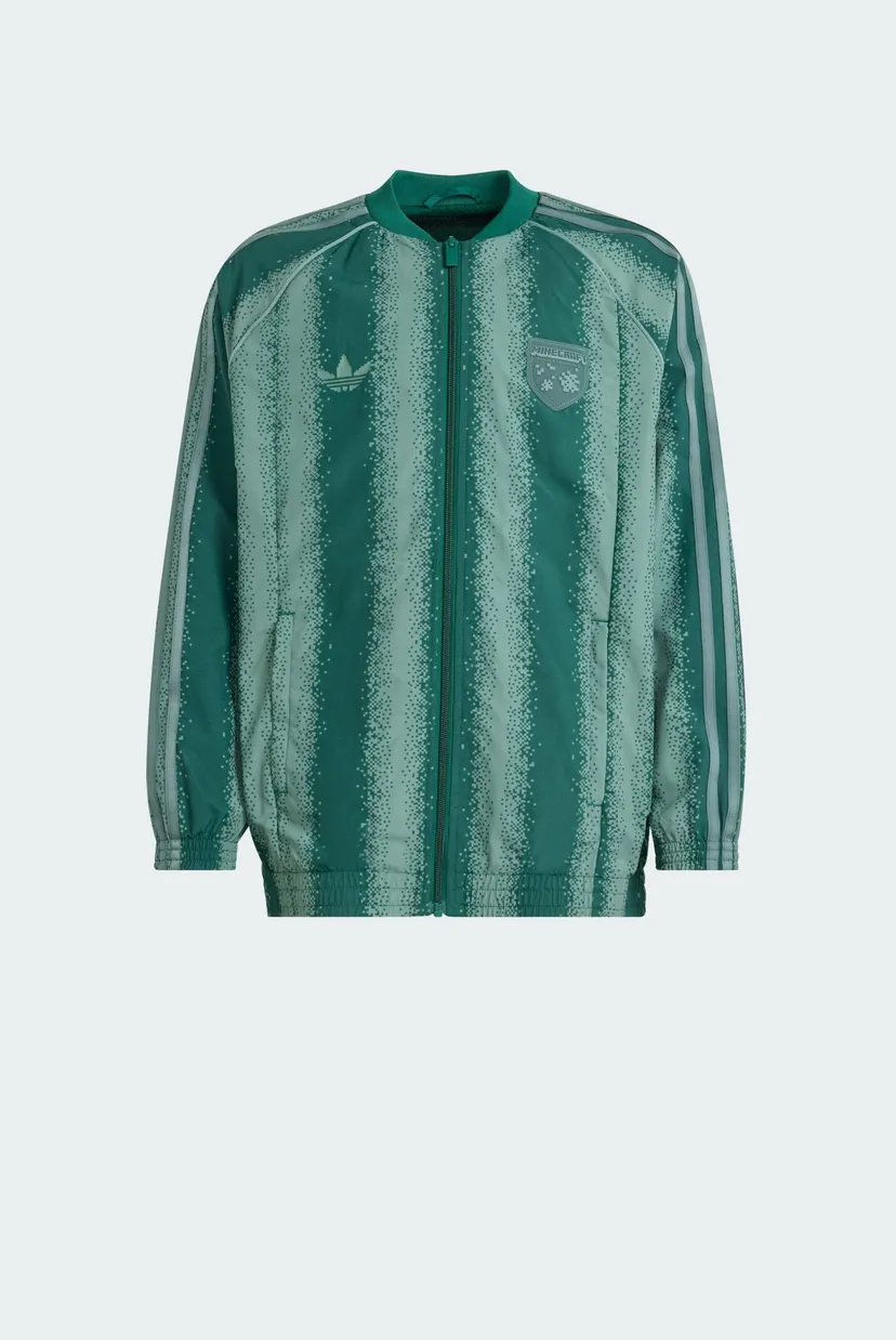 Детская зеленая спортивная кофта в полоску ADIDAS MINECRAFT SST LOOSE 6