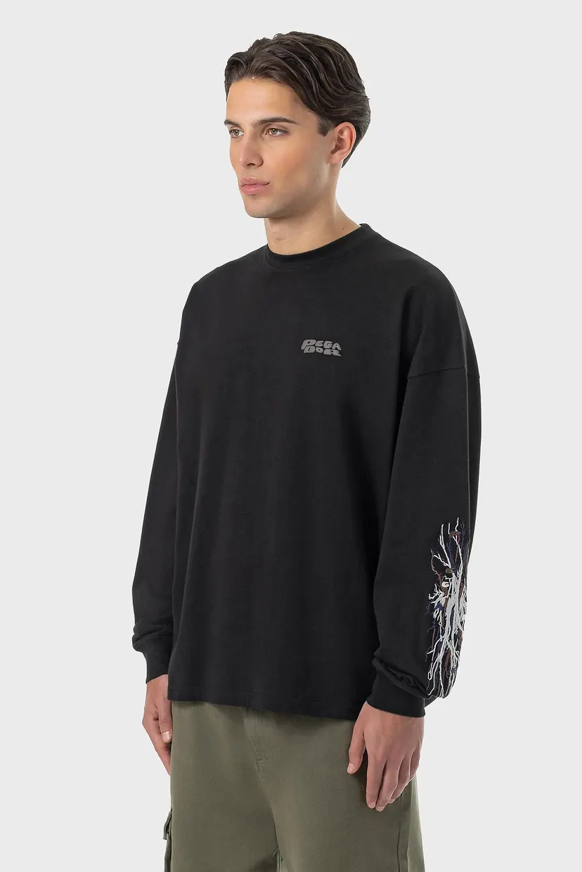 Мужской черный лонгслив Routs Oversized Longsleeve 3