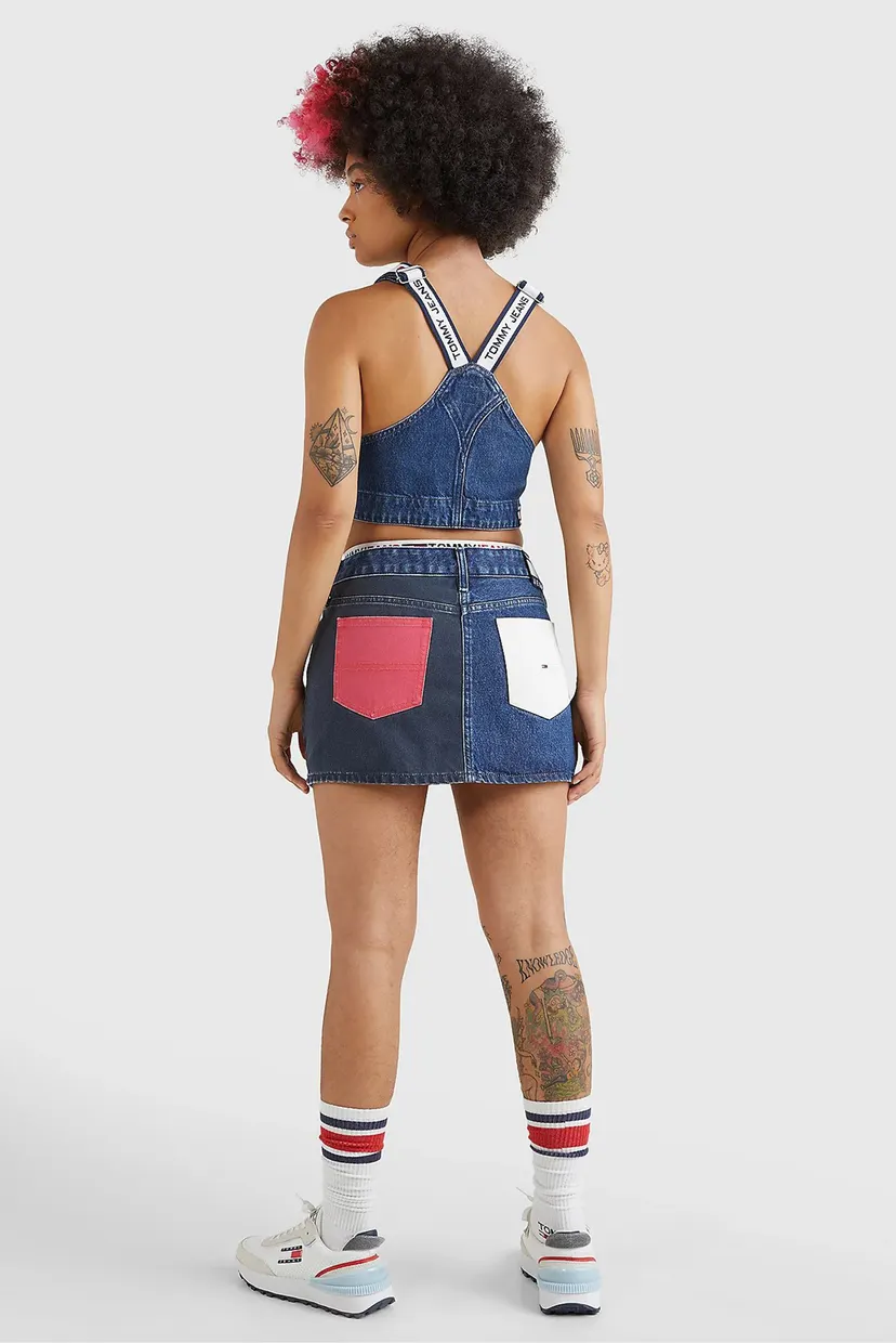 Жіночий синій джинсовий топ DUNGAREE 3