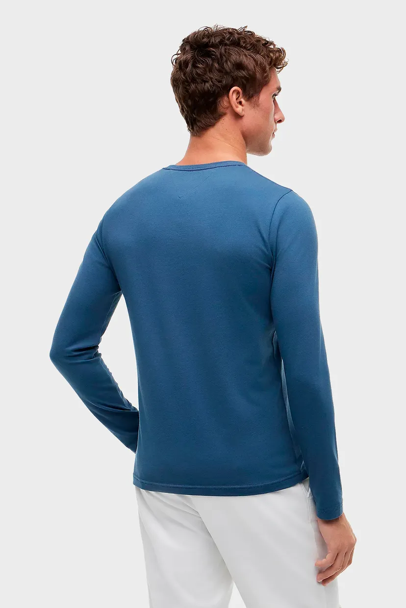 Чоловічий синій лонгслів STRETCH SLIM 3