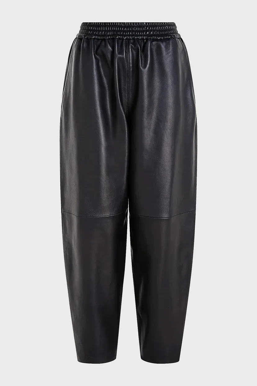 Женские черные кожаные брюки LEATHER JOGGER 5