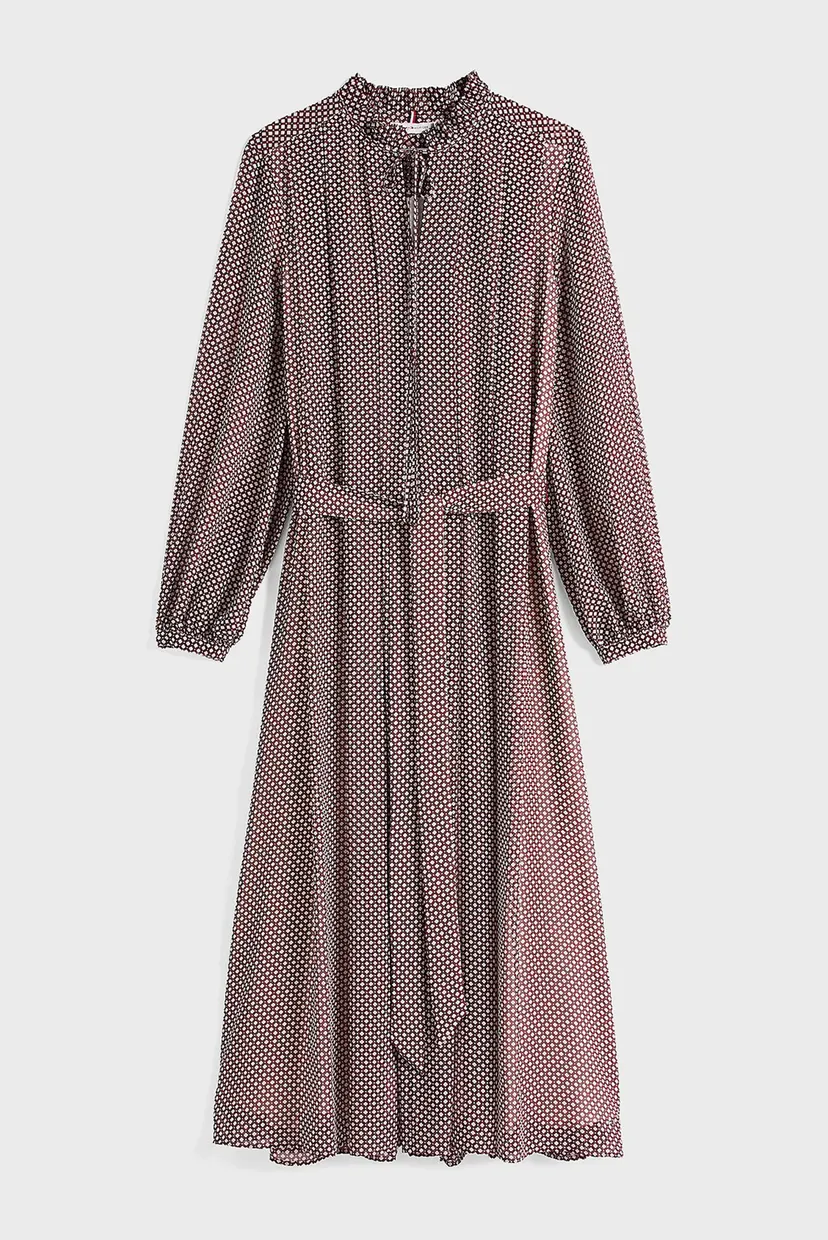 Жіноча сукня з візерунком RUFFLE PLEAT BELTED LONG DRESS 5