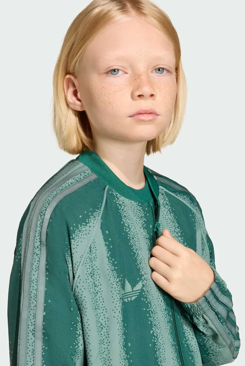 Дитяча зелена спортивна кофта у смужку ADIDAS MINECRAFT SST LOOSE 4