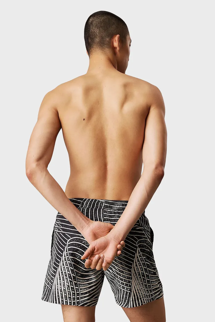 Мужские черные плавательные шорты с узором MEDIUM DRAWSTRING-PLACED 3