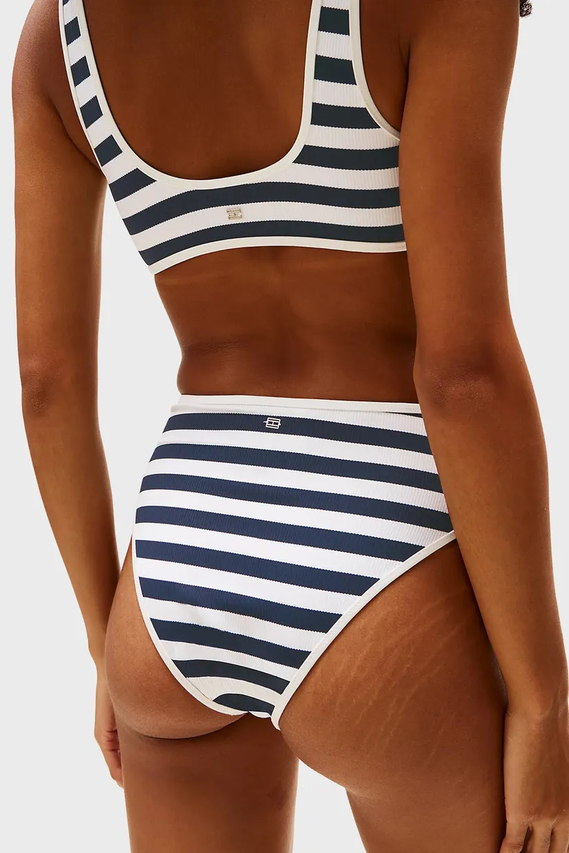 Жіночі трусики від купальника у смужку HIGH WAIST BIKINI 4
