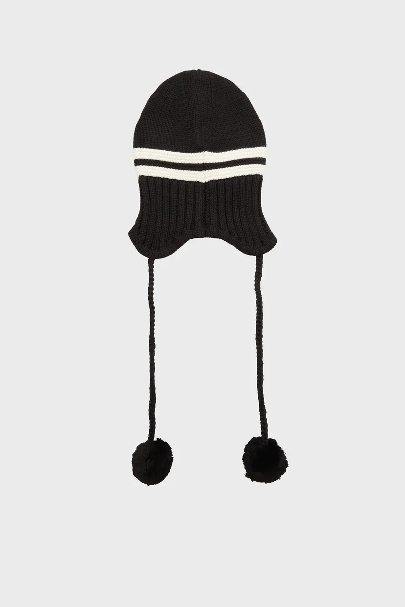 Женская черная шерстяная шапка TOMMY GIRL BAUBLE 3