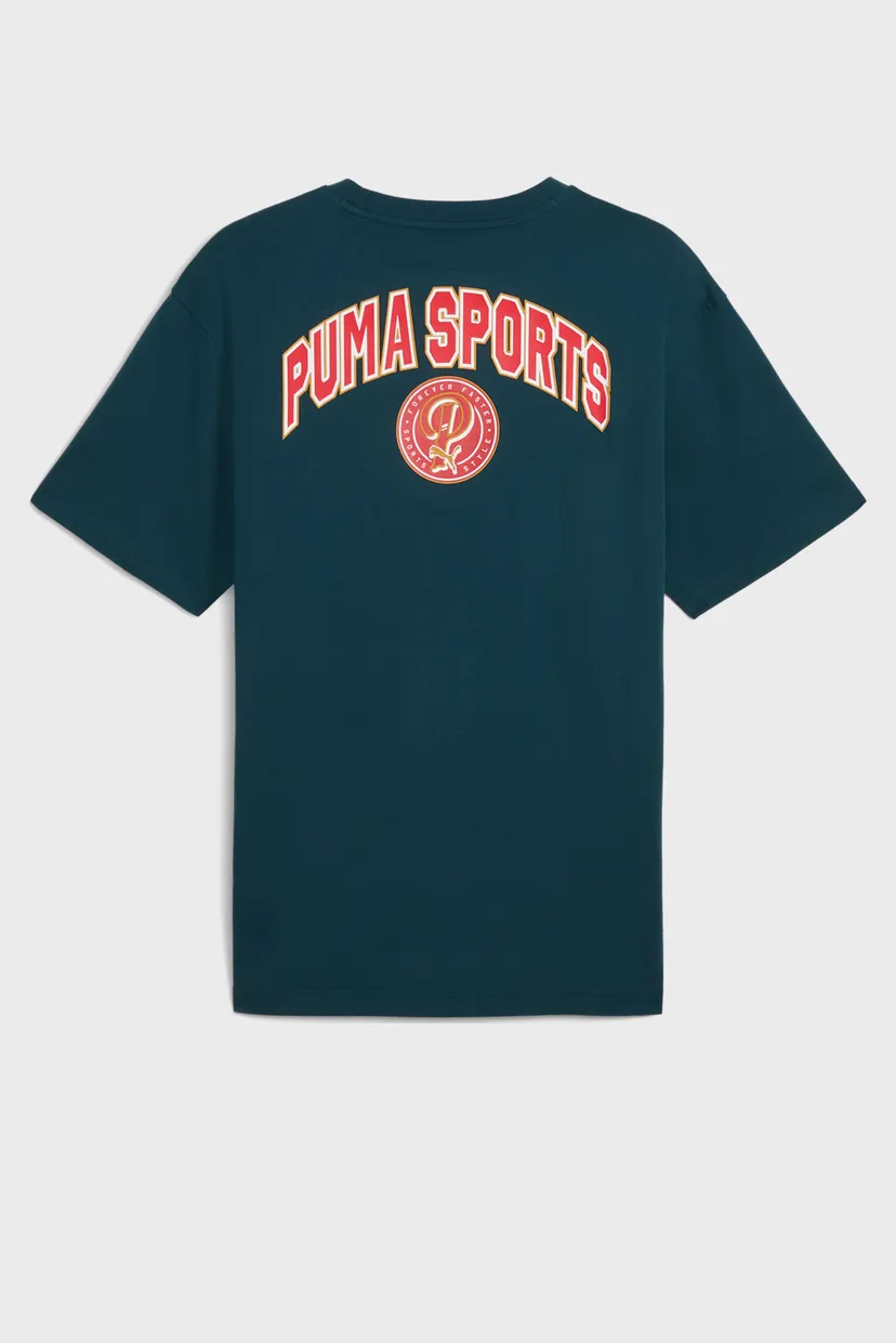 Чоловіча темно-зелена футболка Wardrobe Essentials Sports Legacy Relaxed Tee Men 5