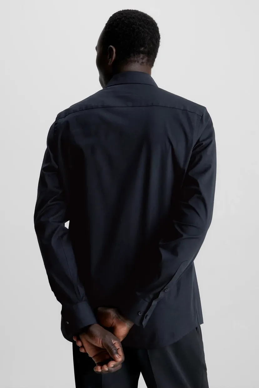 Чоловіча чорна сорочка STRETCH POPLIN SLIM 3