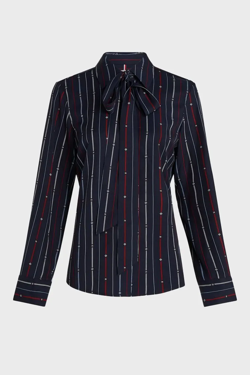 Жіноча темно-синя блуза у смужку FOULARD STP TIE NECK REG 5