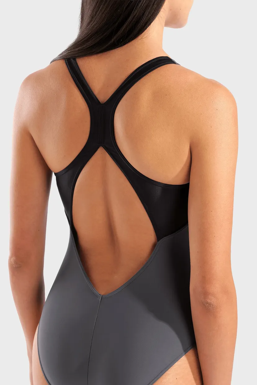 Женский темно-серый купальник GRID SWIMSUIT V BACK GRAPHIC 5