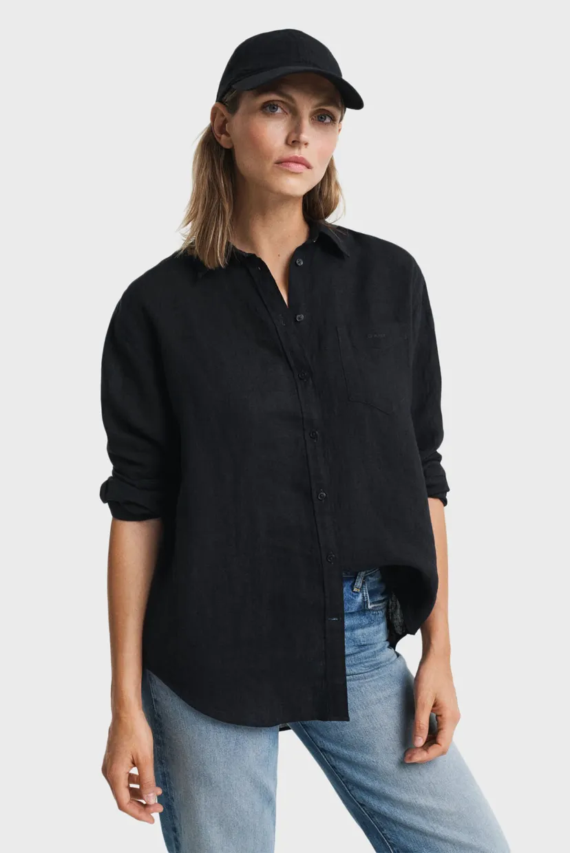 Жіноча чорна лляна сорочка REL LINEN SHIRT 3
