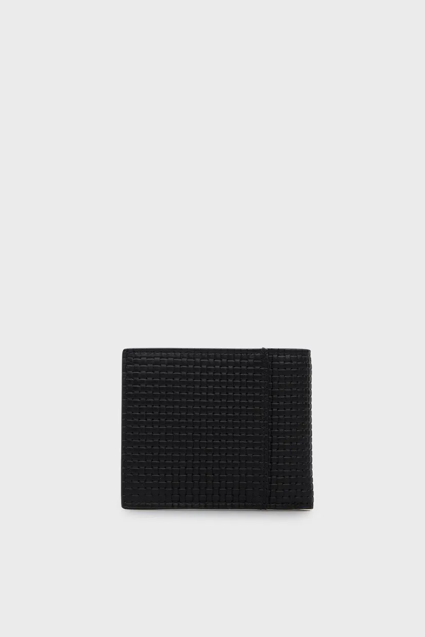 Мужской черный кожаный кошелек EMBOSSED 4