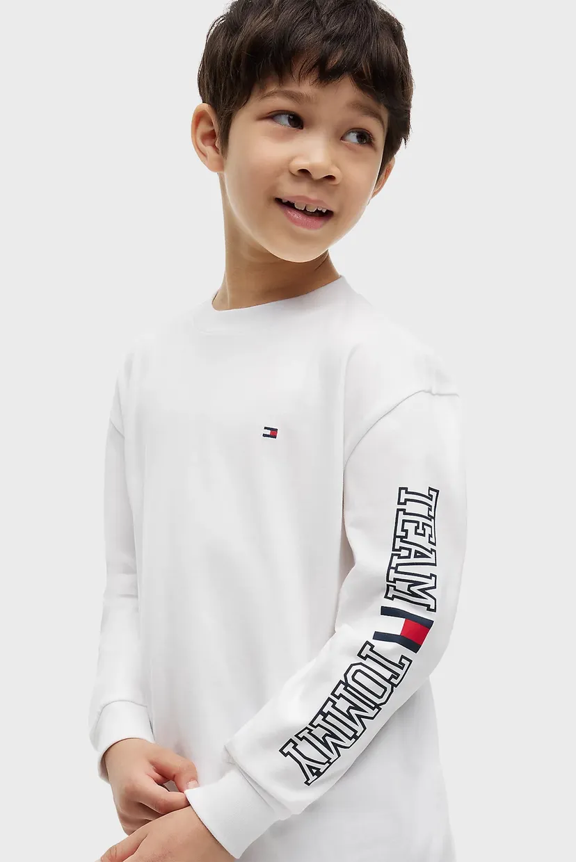 Детский белый лонгслив TEAM TOMMY GRAPHIC T-SHIRT LS 4