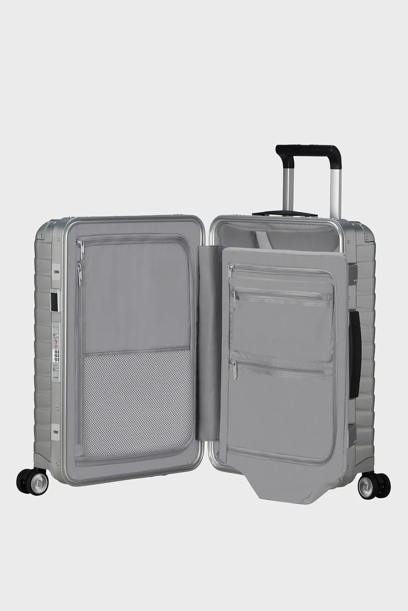 Серебристый чемодан 55 см PROXIS ALU ALUMINIUM 4