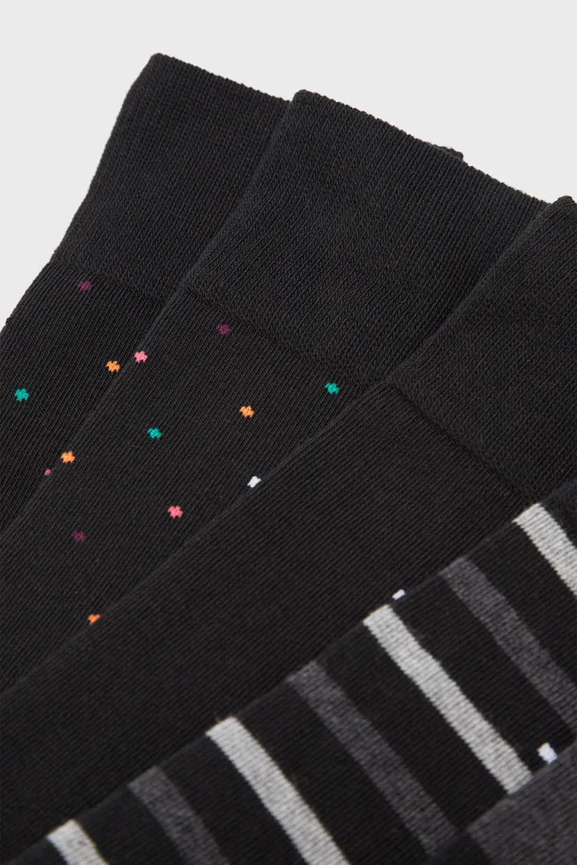 Чоловічі чорні шкарпетки (5 пар) TH MEN SOCK 5P GIFTBOX STRIPE DOT 3