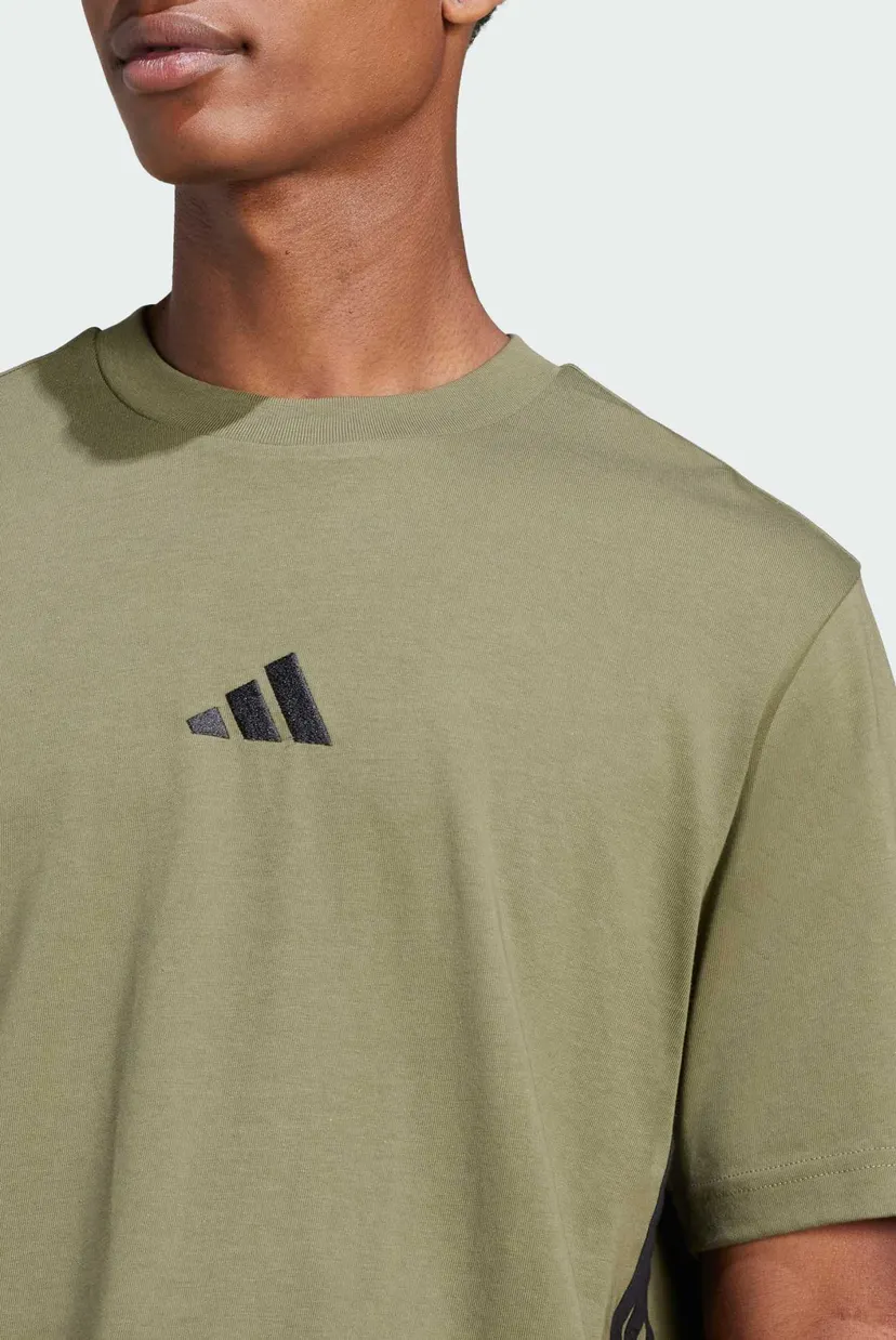 Чоловіча оливкова футболка Essentials 3-Stripes Single Jersey 4
