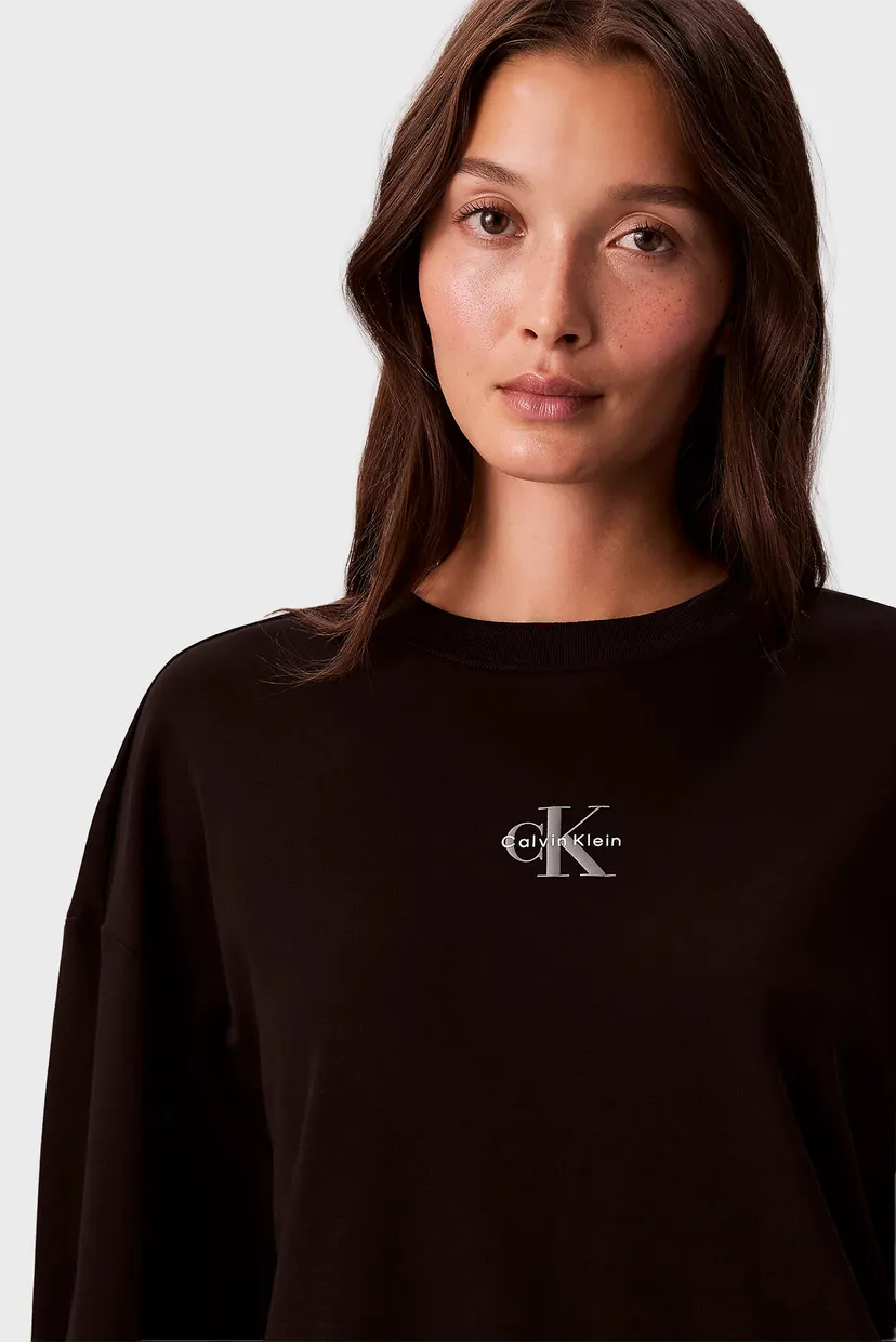 Жіночий чорний лонгслів MONOLOGO OVERSIZED CREW 4