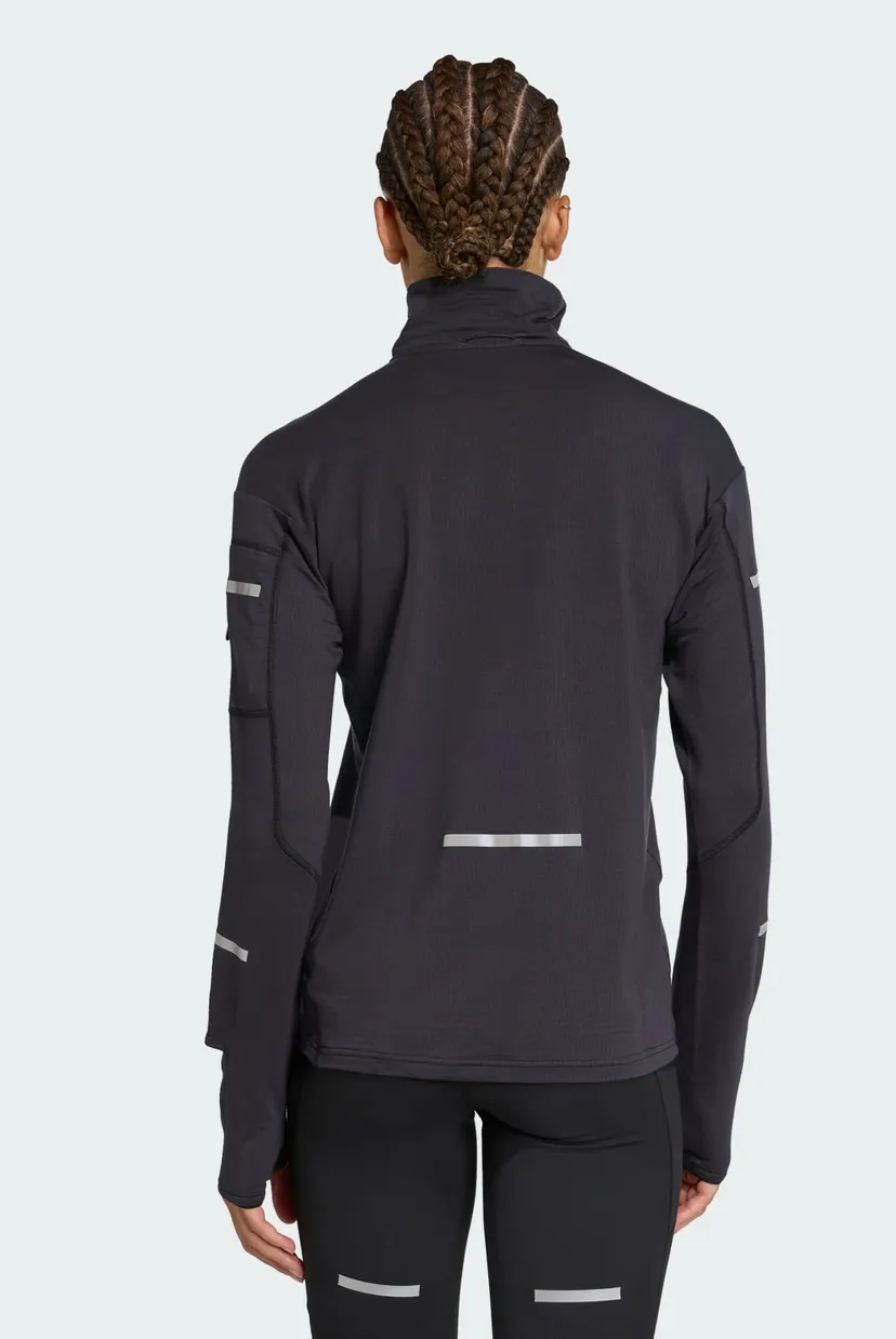 Женская черная спортивная кофта Adi365 Running CLIMAWARM+ Half-Zip