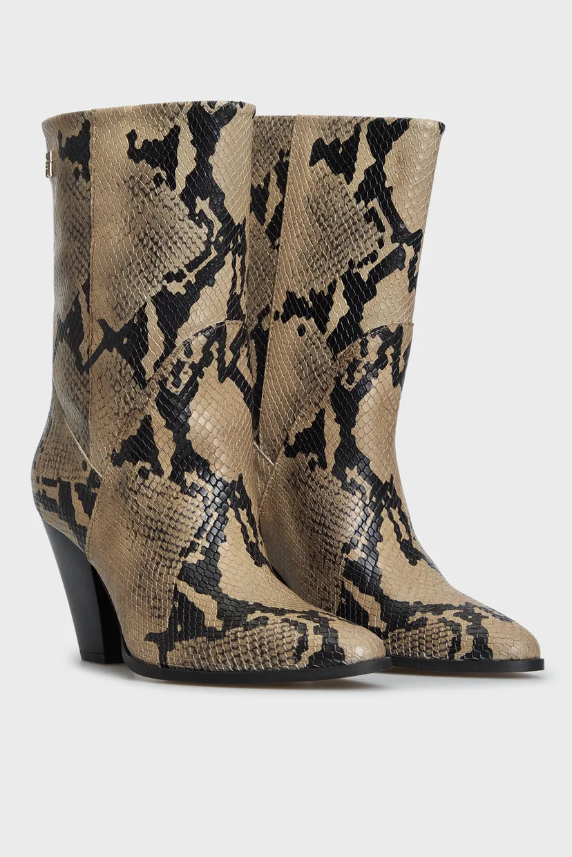 Женские кожаные казаки с узором MID COWBOY HEEL SNAKE 3