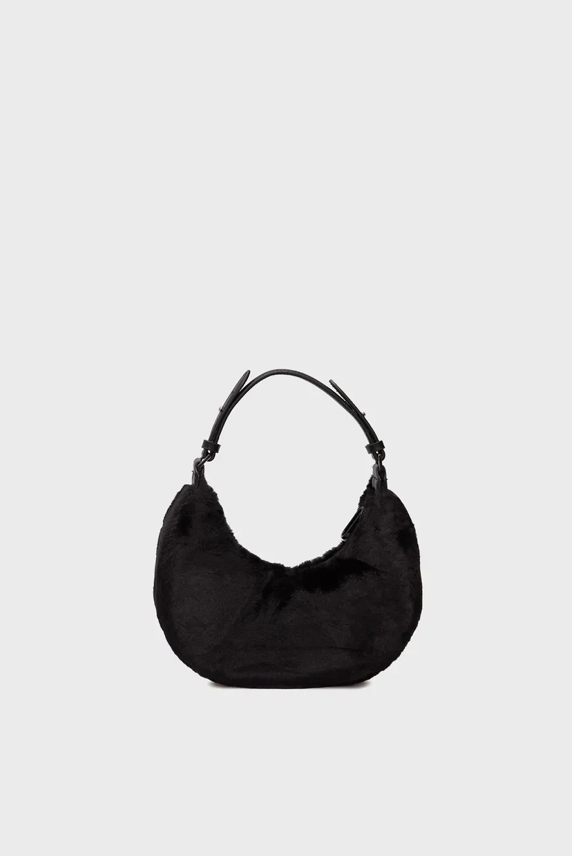 Женская черная сумка fur logo sm halfmoon shb 4