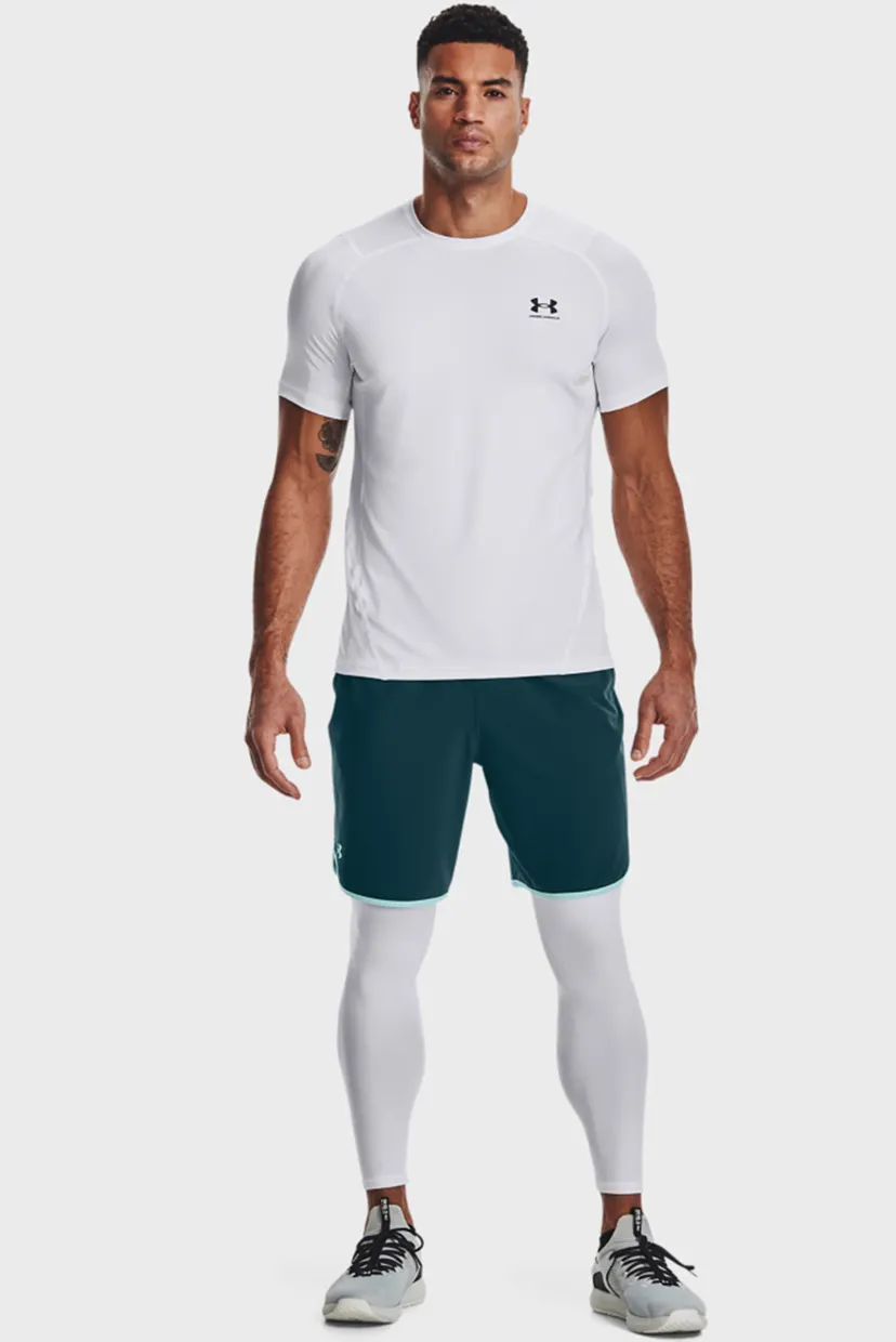 Мужские белые тайтсы UA HG Armour Leggings 4
