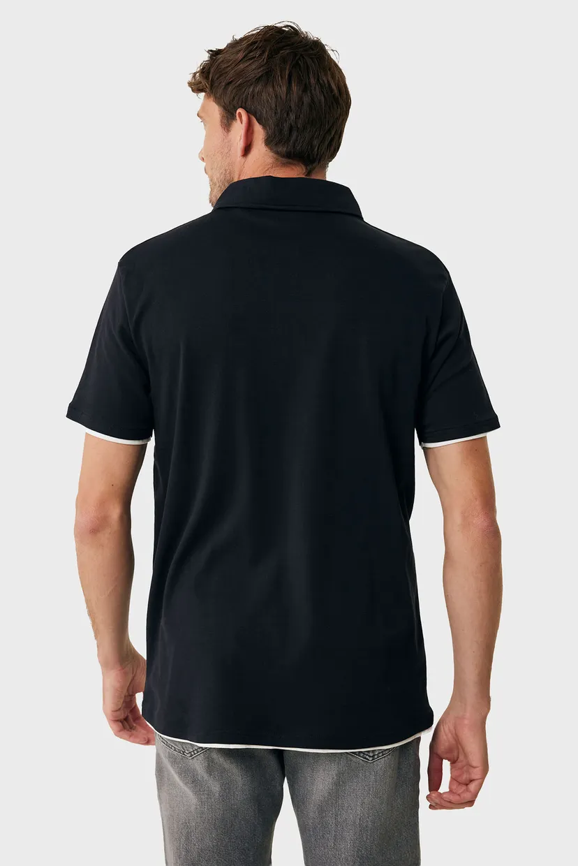 Чоловіче чорне поло Faux layered polo regular fit 3