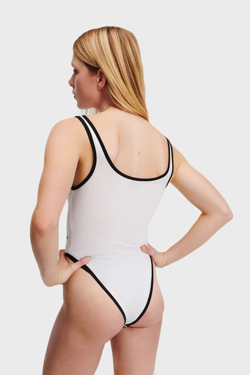 Женское белое боди KLJ LOW NECK TANK BODYSUIT 3