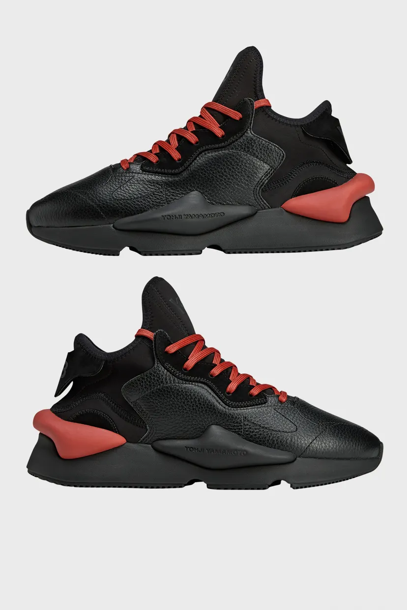 Черные кожаные кроссовки Y-3 Kaiwa 7