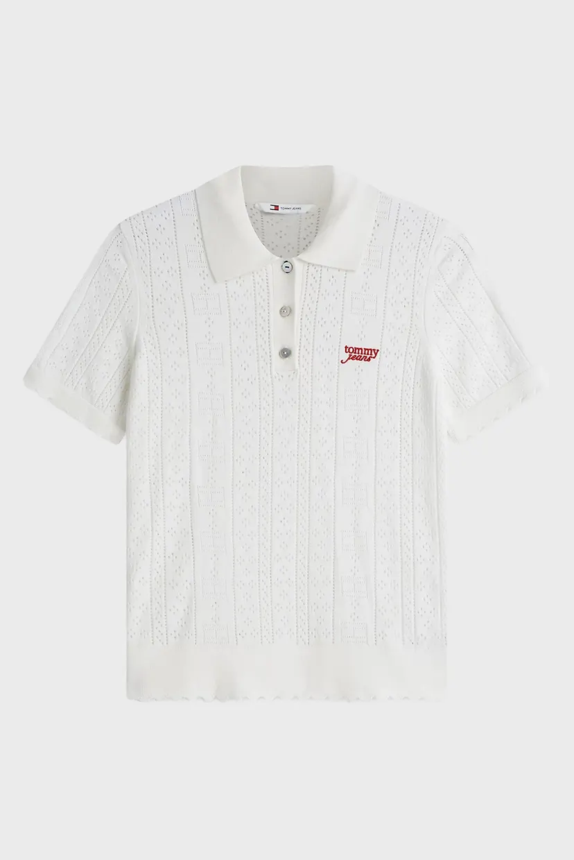 Женское белое поло POINTELLE POLO SWEATER 6