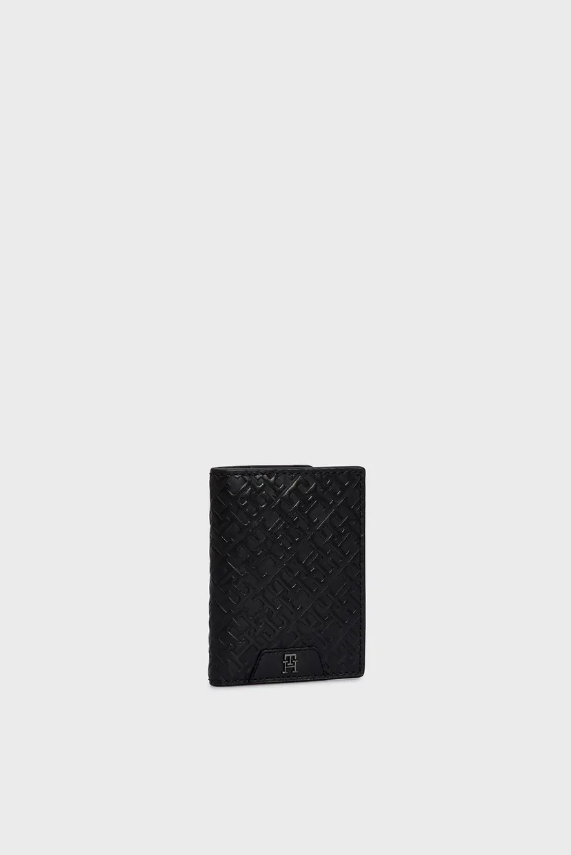Чоловічий чорний шкіряний кардхолдер з візерунком TH MONOGRAM BIFOLD WITH ZIP 3