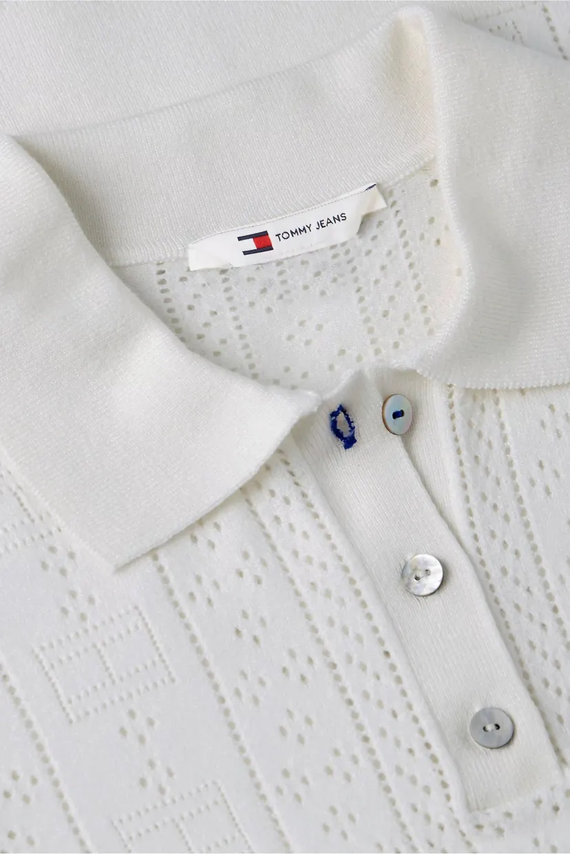 Жіноче біле поло POINTELLE POLO SWEATER 5