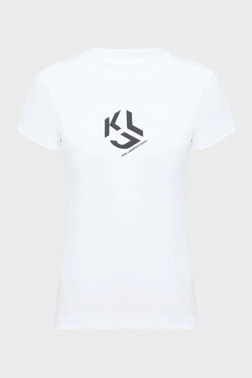 Жіноча біла футболка klj slim fit monogram 6