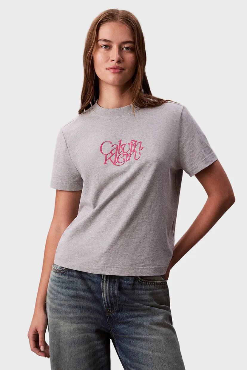 Жіноча сіра футболка FITTED SCRIPT 5