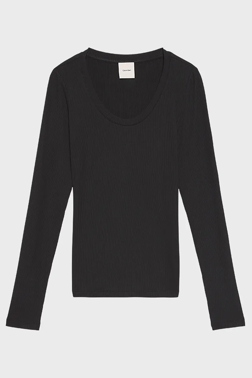 Женский черный лонгслив RIB LS TEE 7