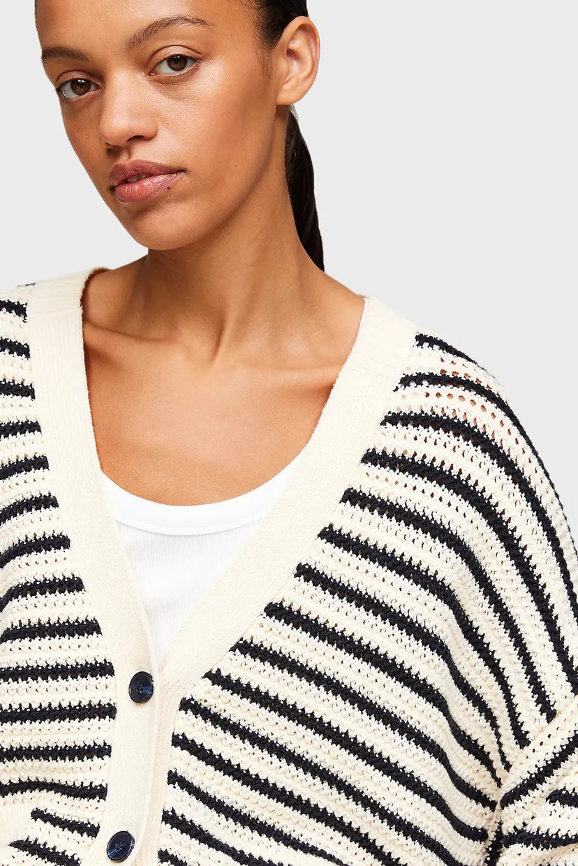 Жіночий кардиган у смужку CROCHET STP BOXY V-NK 4
