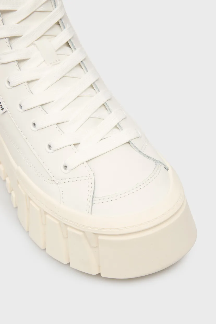 Женские белые кожаные кроссовки VULC FLATFORM 4
