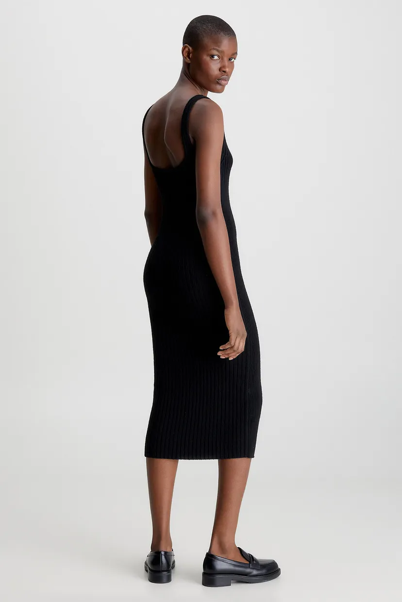 Жіноча чорна вовняна сукня SOFT WOOL RIB LAYERED 3