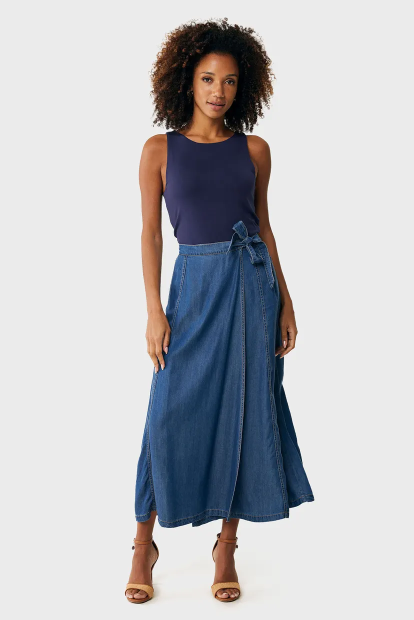 Жіноча темно-синя джинсова спідниця Denim wrap skirt 3