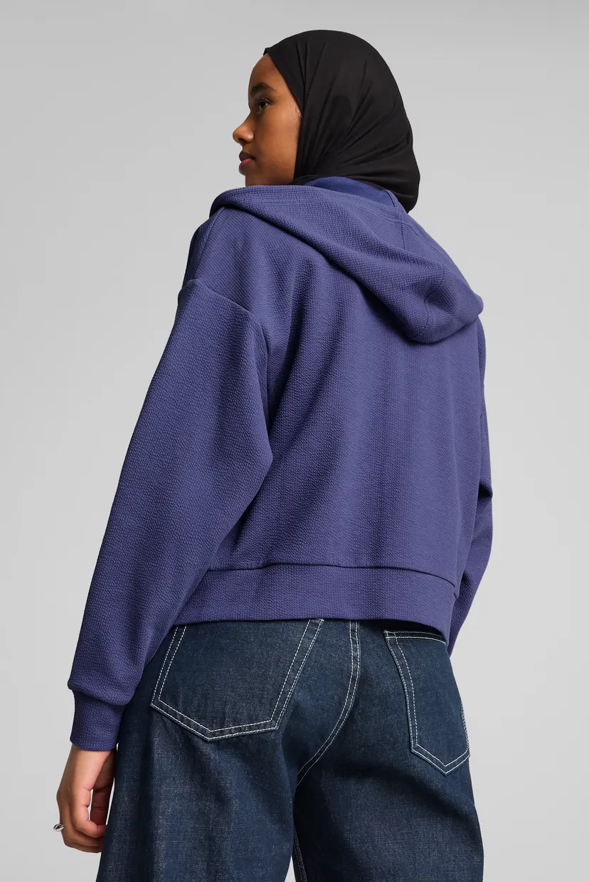 Жіноче синє худі HER Comfort Crop Full-Zip Hoodie Women PUMA