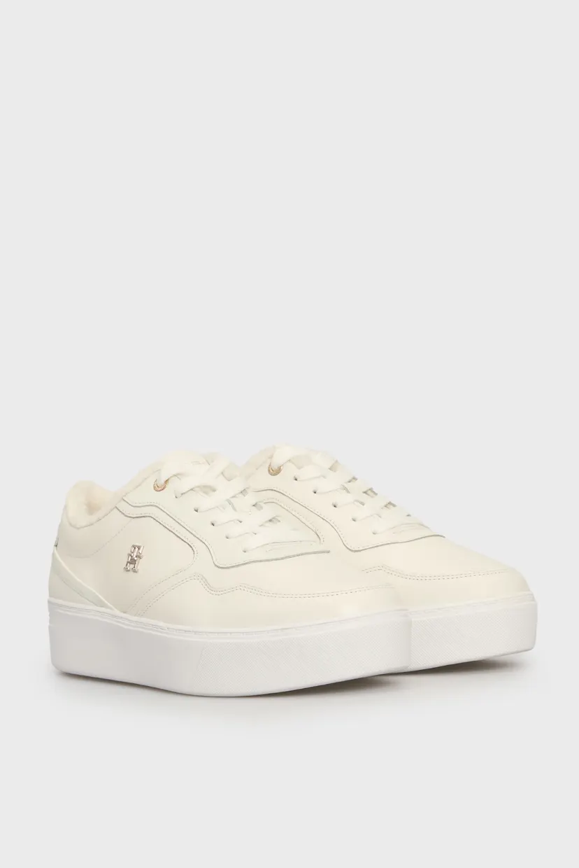 Жіночі білі шкіряні снікерси ESSENTIAL PLATFORM SNEAKER FUR 3