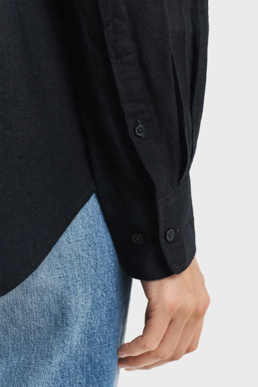 Жіноча чорна лляна сорочка REL LINEN SHIRT 6