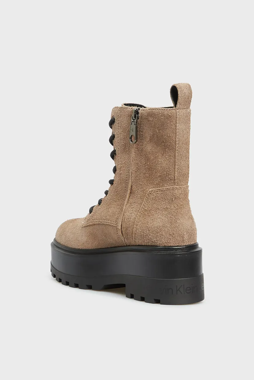 Жіночі бежеві замшеві черевики FLATFORM ZIP LACEUP MG S 5