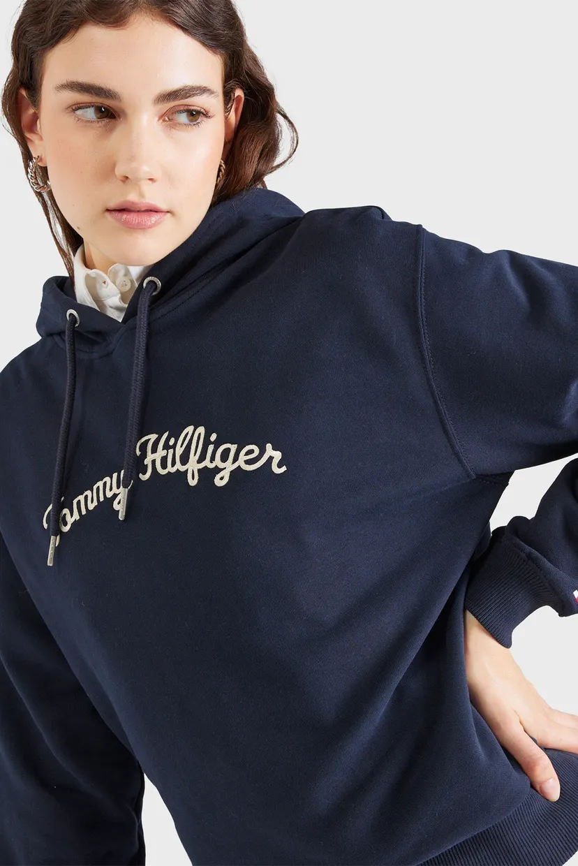Жіноче темно-синє худі REG SCRIPT HILFIGER 4