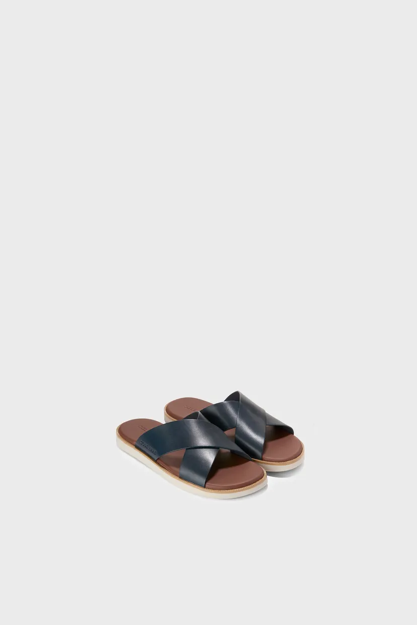 Чоловічі темно-сині шкіряні слайдери Nantucket Cross Strap 5