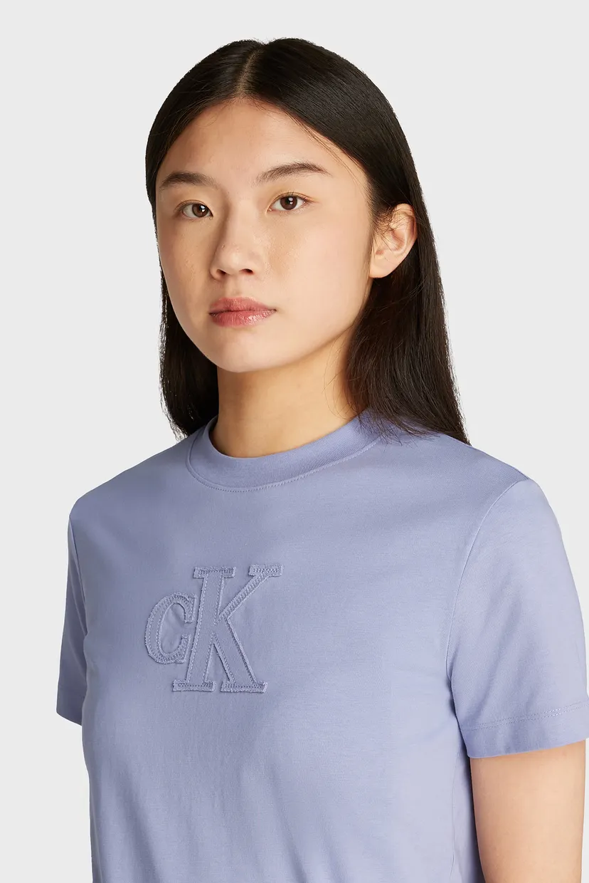 Жіноча бузкова футболка CK APPLIQUE REGULAR TEE 4