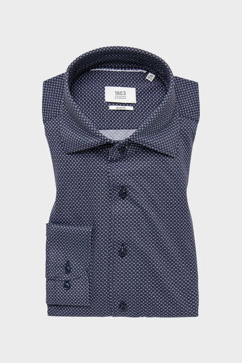 Чоловіча темно-синя сорочка з візерунком SLIM FIT 6