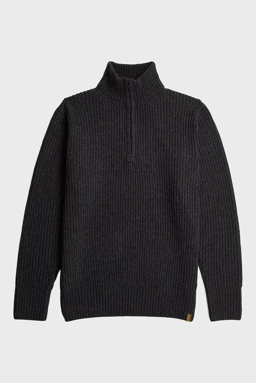 Мужская темно-серая шерстяная кофта Essential half zip knit 6