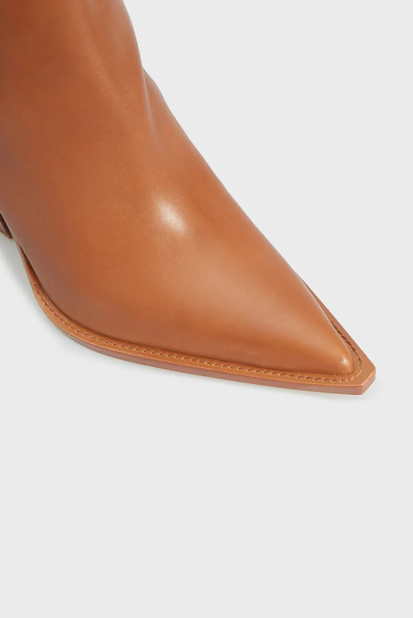 Женские рыжие кожаные казаки LENI BOOTIE 4