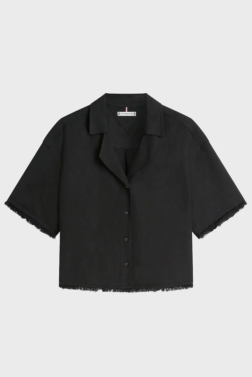 Женская черная льняная рубашка FRAYED 5